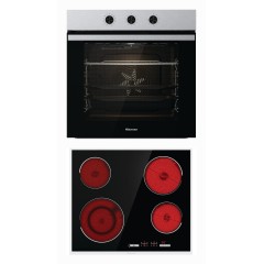 Hisense BI64121AX + E6432X Φούρνος άνω Πάγκου 77lt με Κεραμικές Εστίες Π59.5εκ. Inox